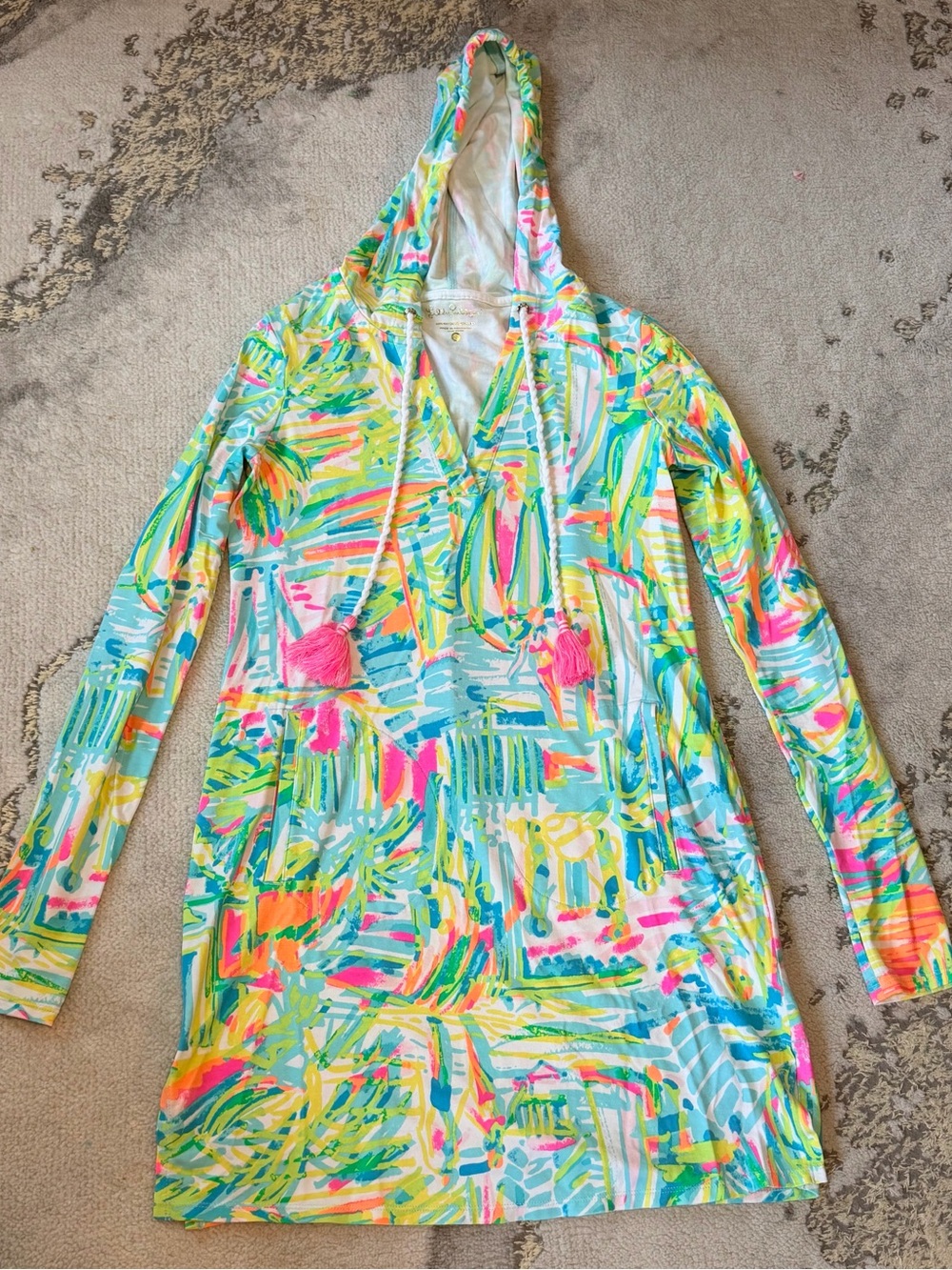 EUC Lilly Pulitzer Rylie Swim Cover Up Hoodie Sz S